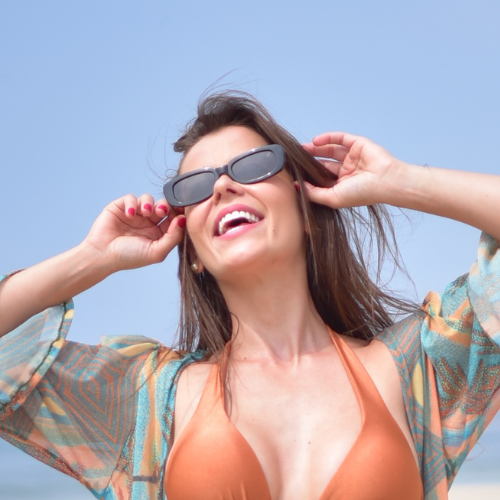 Óculos de Sol Unissex Owl Retangular Preto Polarizado