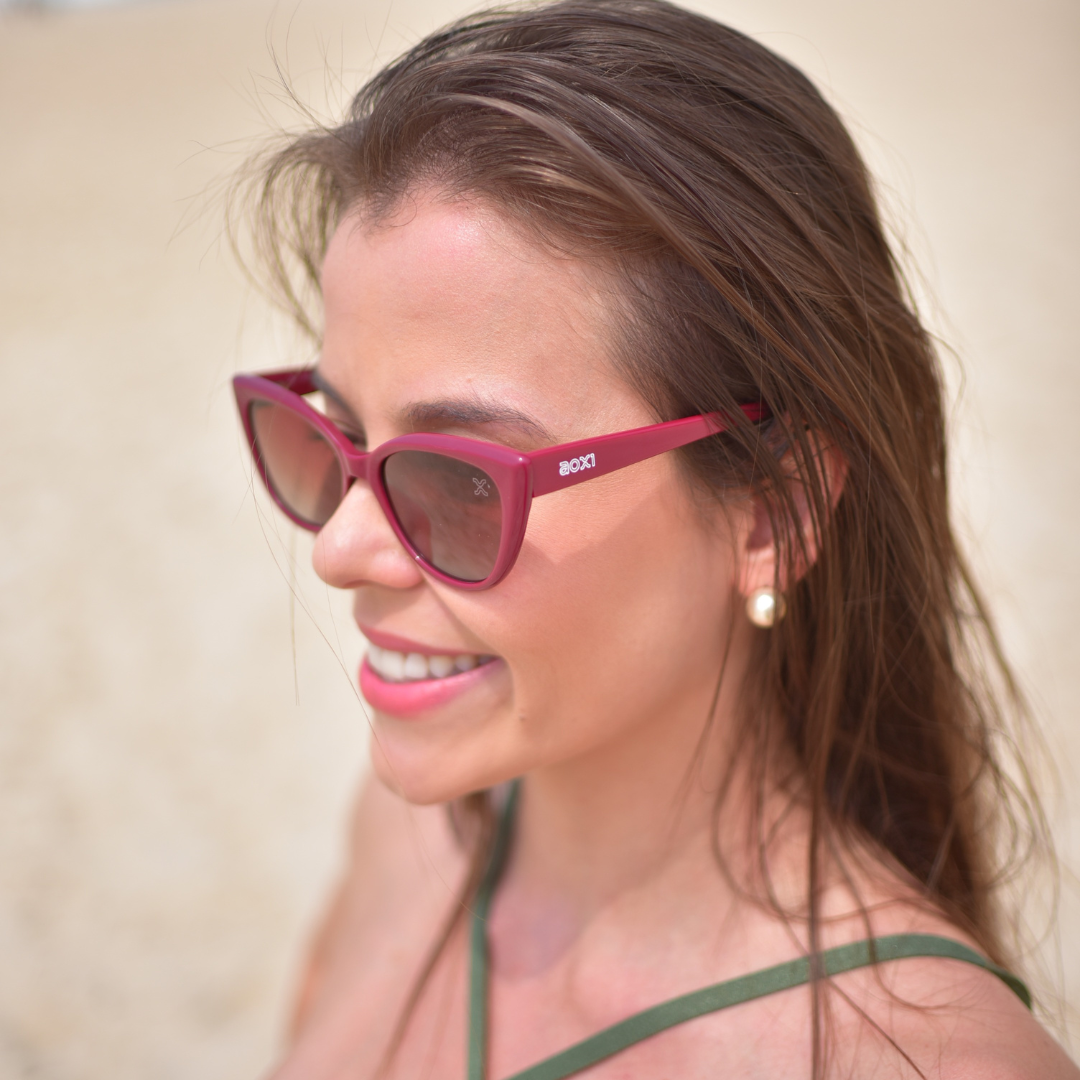 Óculos de Sol Feminino Condor Gatinho Vermelho Polarizado